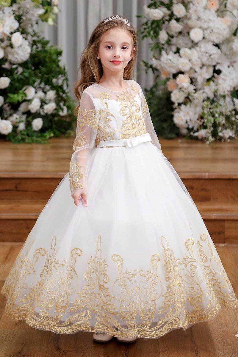 A-Line Maxi Tulle Flower Girl Dress CF0366 - COCOMELODY